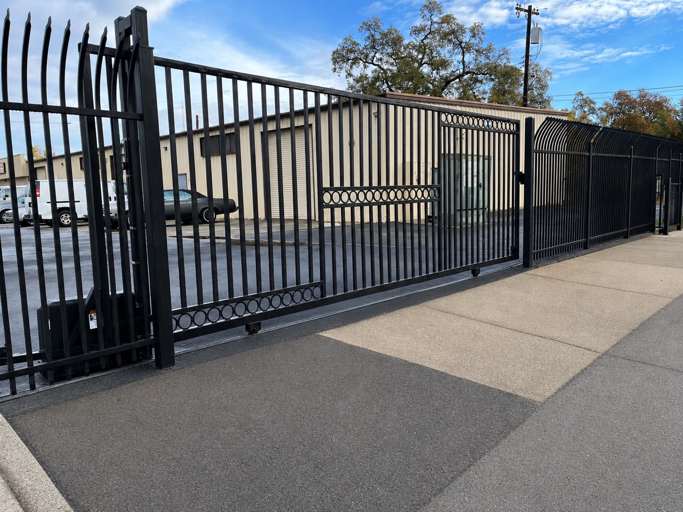 Steel security gate at a commercial property — Sacramento