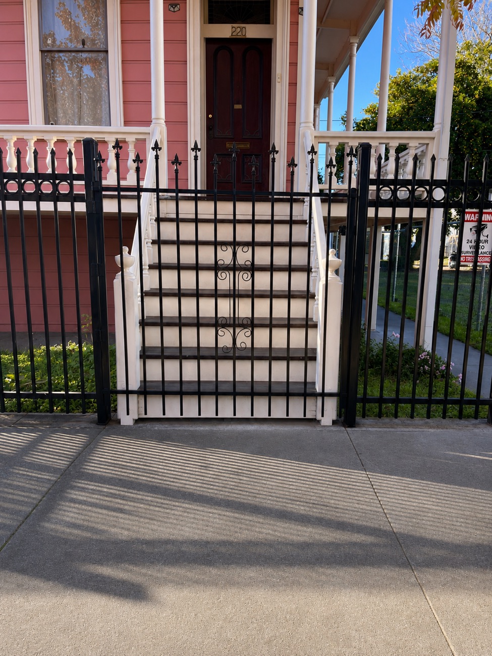 Spear-top wrought iron security fence built in the Sacramento area